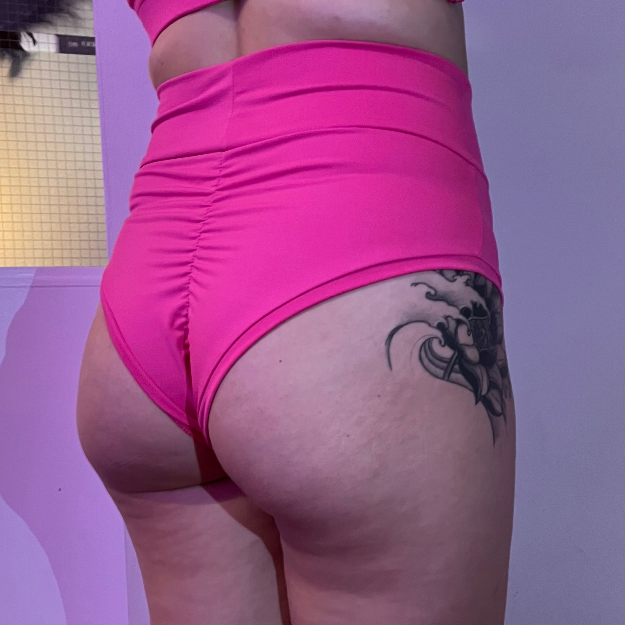 Stacey G High Waist Cheeky Shorts - Hot Pink