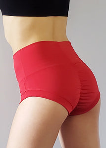 BV High Waist Cheeky Shorts - Red with Logo