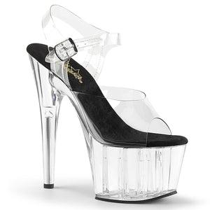 ADORE-708 7" Heel - Clear/Black/Clear