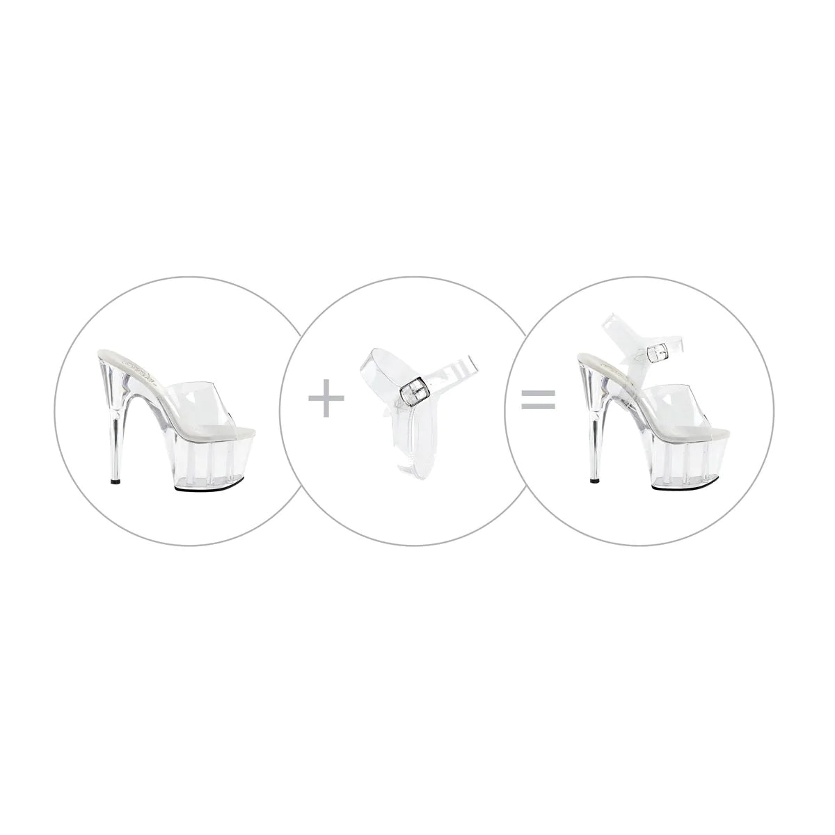 Pleaser Clear Detachable Ankle Straps - S/M